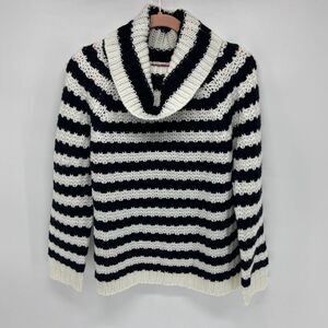 Catherine Malandrino Black White Stripe Knit Cowl neck Sweater NWT womens S
